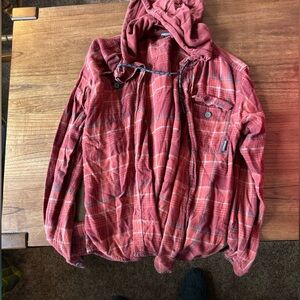 Columbia Men’s Hooded Button Up Flannel. Size Medium
